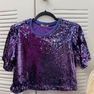 Purple Sequin Crop Top